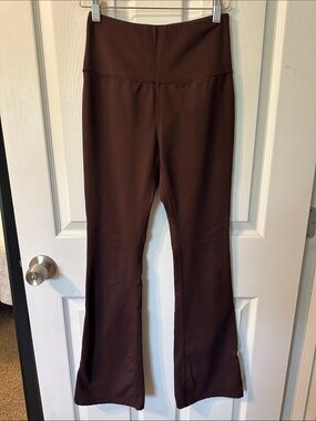 Brown High-Waist Mini Flare Leg Yoga Pants